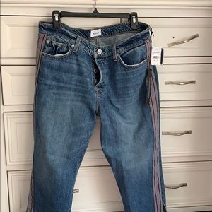 Raw Hem Side striped hudson jeans